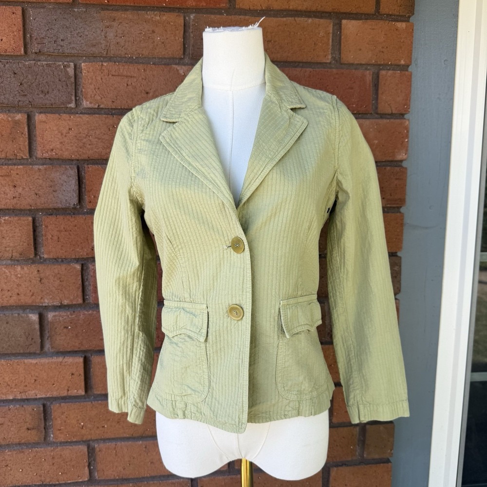 Nili Lotan Blazer Seersucker Single Breasted‎ | Green | Size 2